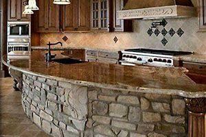kitchen island with stone countertop