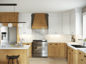 Brown and White Kitchen Cabinets
